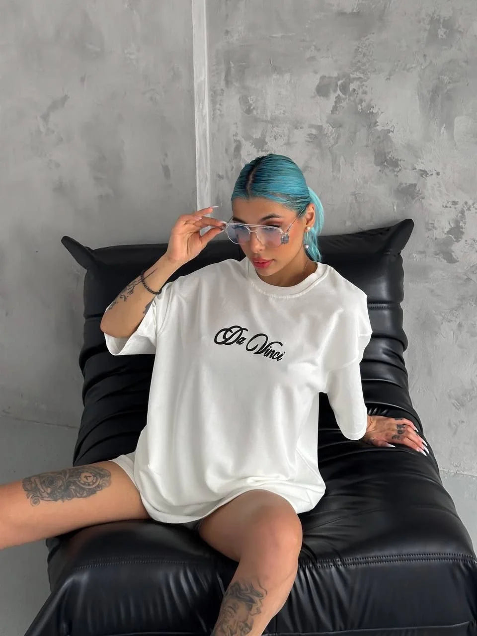 Unisex Baskılı Oversize T-Shirt - Siyah
