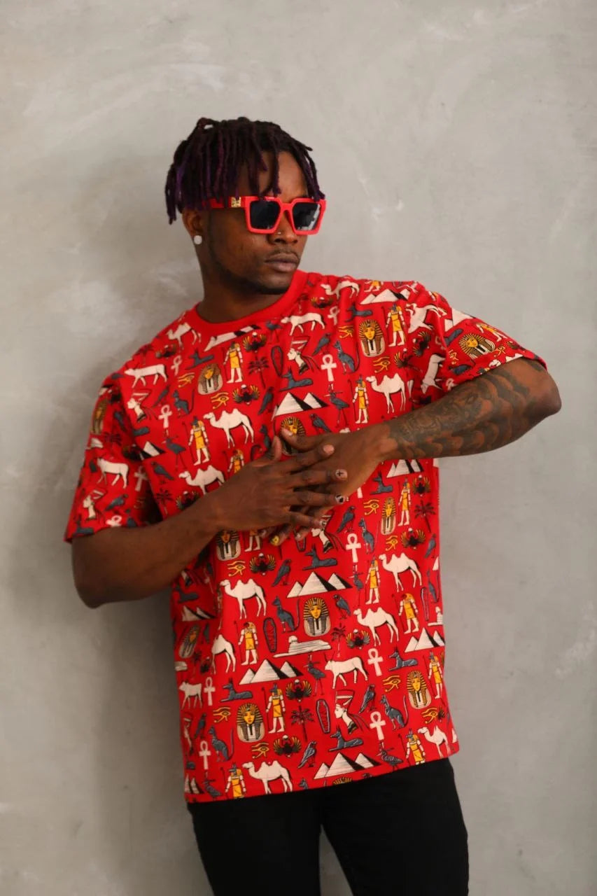 Unisex Oversize Baskılı Bisiklet Yaka T-Shirt - Beyaz