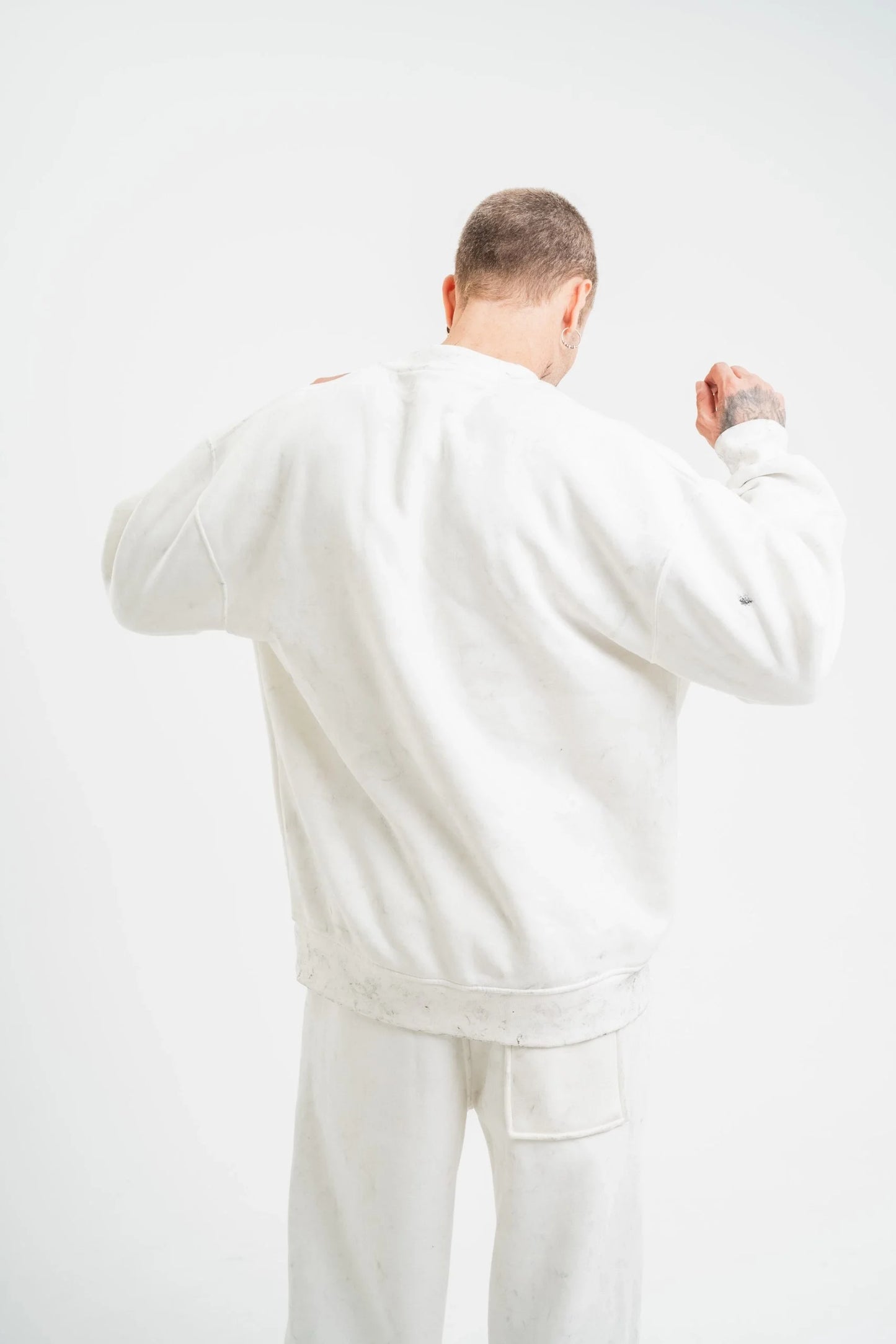 Unisex Uzun Kol Bisiklet Yaka Yıkamalı SweatShirt - Füme