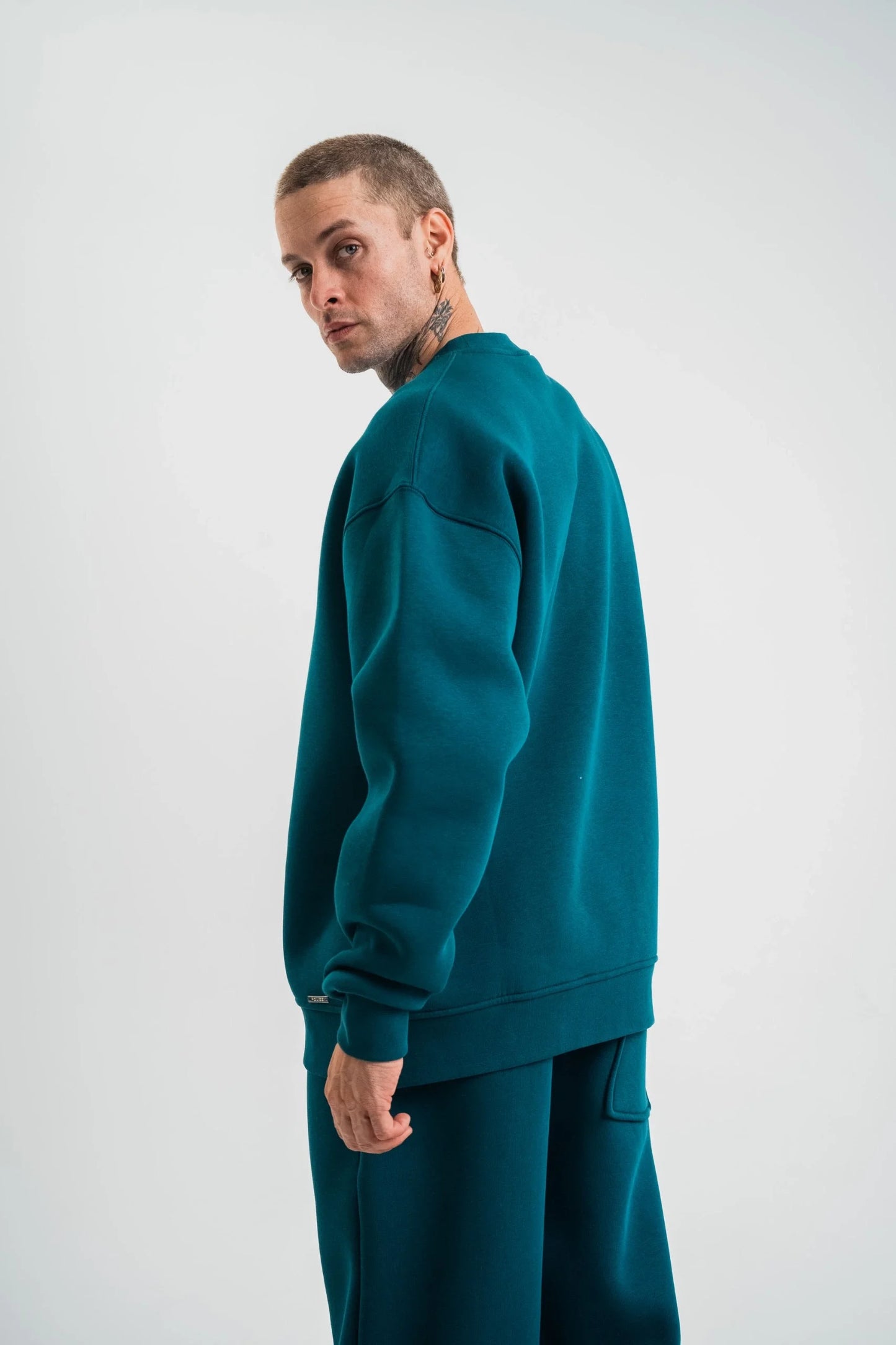 Uzun Kol Bisiklet Yaka Basic SweatShirt - Mavi