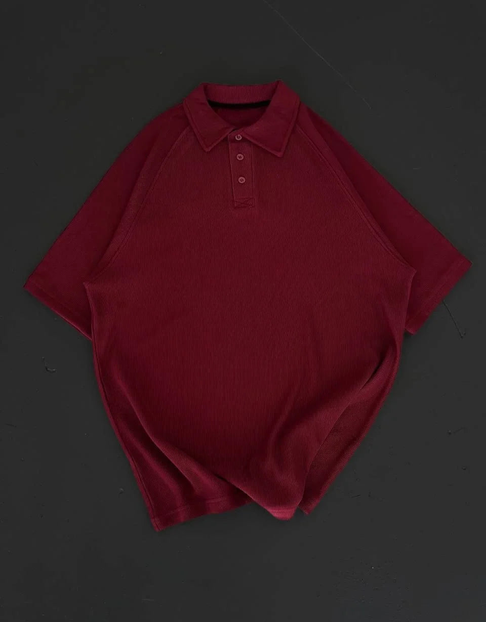 Yakalı Patlı Kısa Kol T-shirt - Antrasit