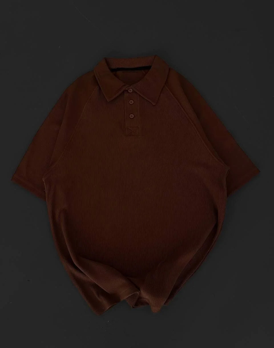 Yakalı Patlı Kısa Kol T-shirt - Antrasit