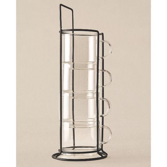 Standlı Borosilikat 4'lü Fincan Seti