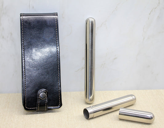 Deri Kılıflı İkili Paslanmaz Çelik Puro Tüpü