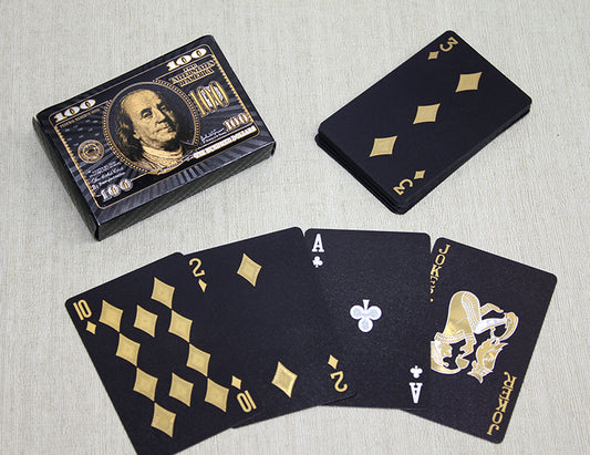 Altın Dolar Tasarımlı Siyah İskambil Oyun Kartı