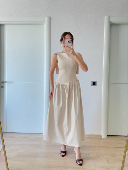 Krep Arkası Kanat Arka Ön Pens Detaylı Uzun Kadın Elbise - Bordo