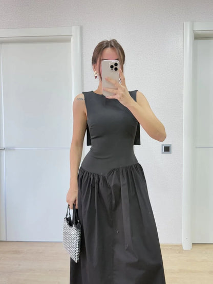 Krep Arkası Kanat Arka Ön Pens Detaylı Uzun Kadın Elbise - Bordo