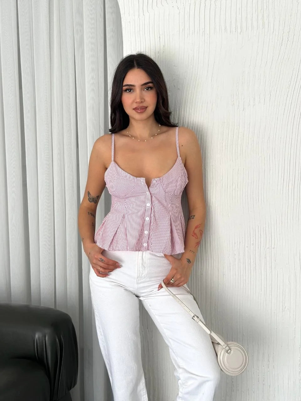 Askılı Dekolte detaylı crop - Açık Mavi