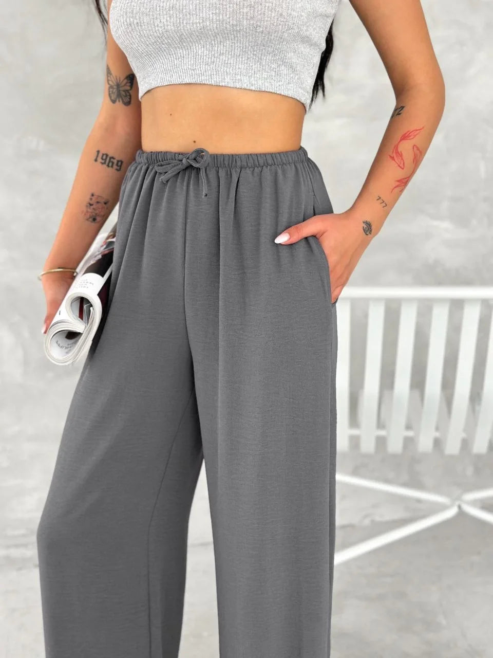 Ayrobin Oversize Kadın Pantalon - Siyah