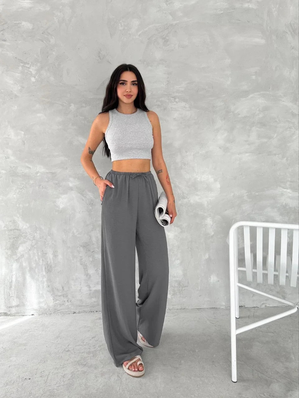 Ayrobin Oversize Kadın Pantalon - Siyah