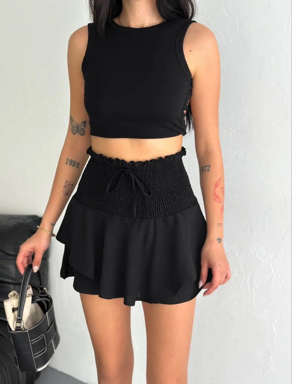 Ayrobin Şortlu Etek - Bej