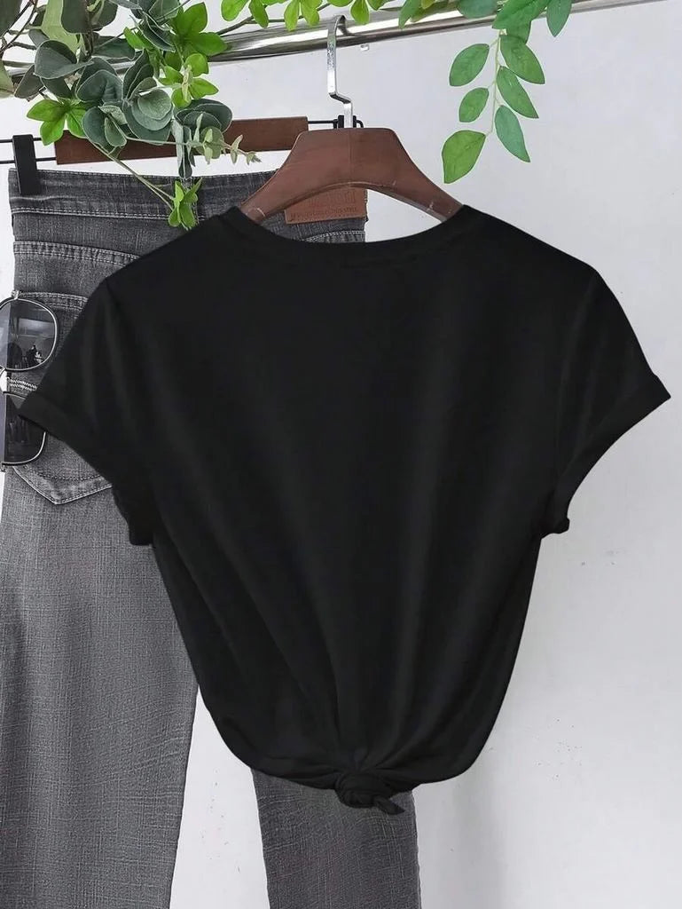 Baskılı Kadın T-shirt - Siyah