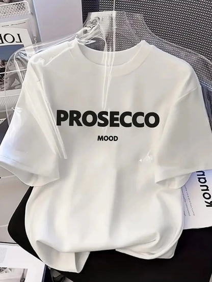 20/1 Penye Compack Baskılı Oversize Kısa Kol Bisiklet Yaka T-shirt - Siyah