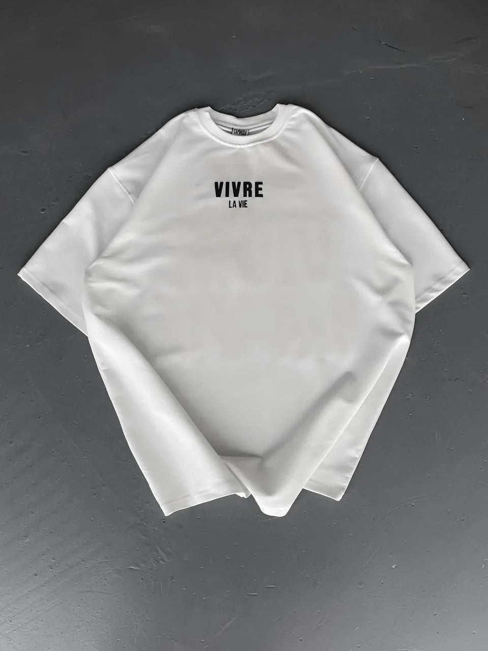 Baskılı Oversize Bisiklet Yaka T-shirt - Siyah