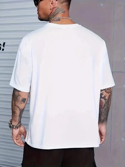 Sporda Günlük Hayata Giyilebilir GYM Baskılı Oversize Bisiklet Yaka Erkek T-shirt - Beyaz