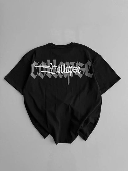 20/1 Penye Compack Baskılı Oversize Bisiklet Yaka Kısa Kol Yazlık T-shirt - Beyaz