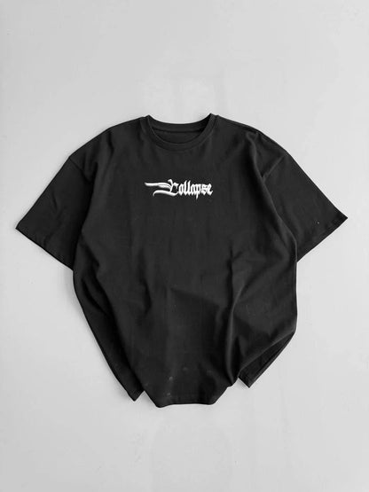 20/1 Penye Compack Baskılı Oversize Bisiklet Yaka Kısa Kol Yazlık T-shirt - Beyaz