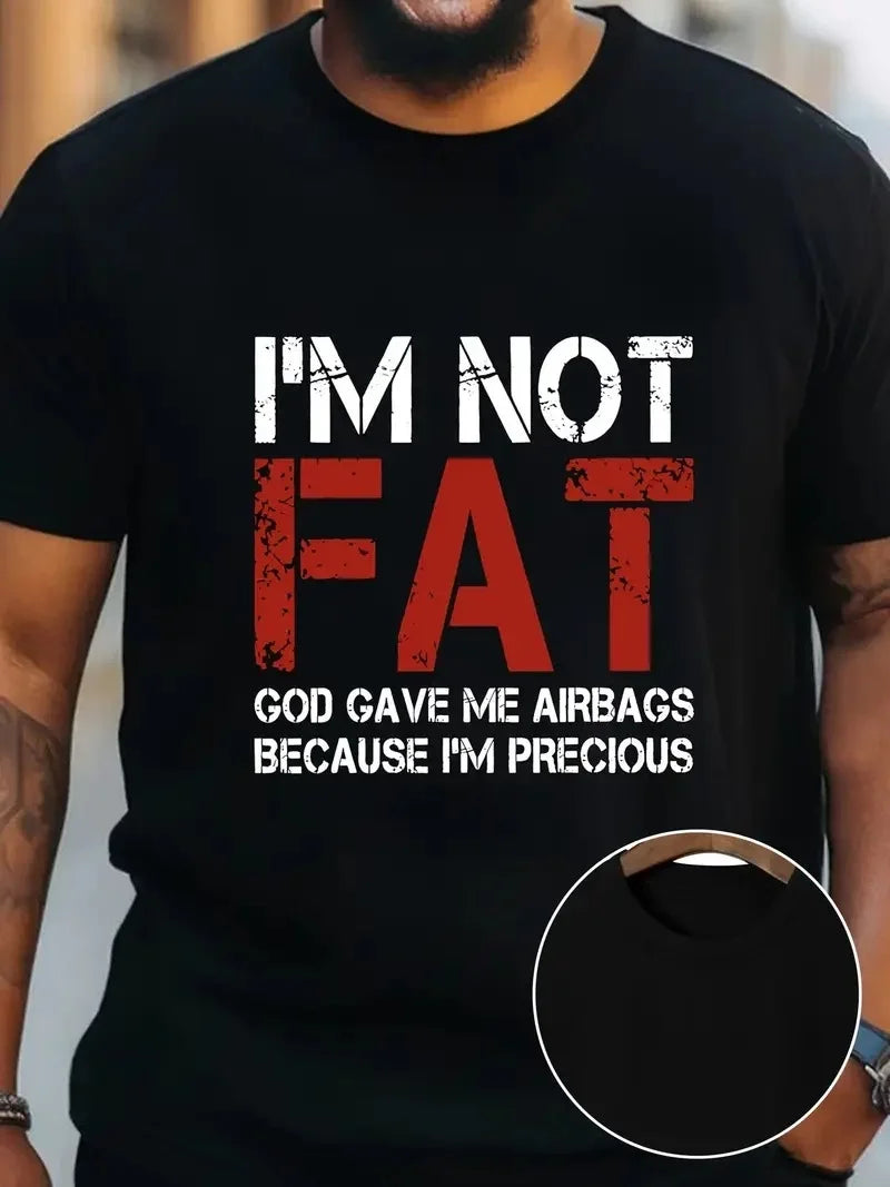 Ben Şişman Değilim Tanrı Bana Hava Yastığı Verdi Çünkü Ben Değerliyim Tişörtü - Beyaz