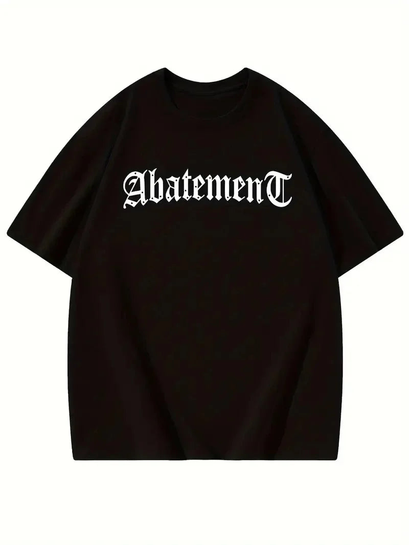 Örümcek Ağı Desenli Baskılı Oversize Bisiklet Yaka T-shirt - Siyah