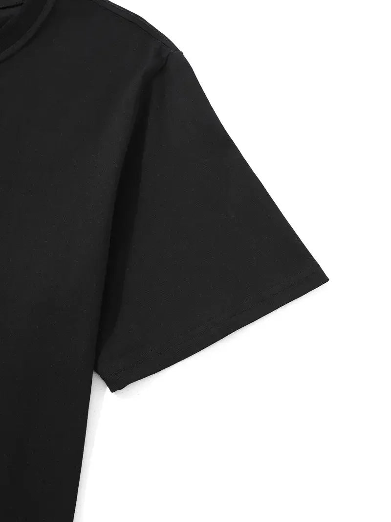 20/1 Penye Compack Palmiye Ön Baskılı Oversize Bisiklet Yaka Kısa Kol Yazlık T-shirt - Beyaz