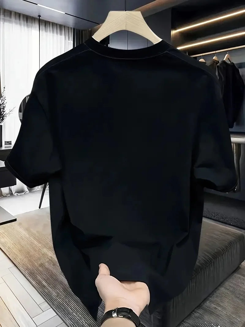 Rahat Bisiklet Yaka Tişört, Yaratıcı Karikatür Baskı - Yumuşak Polyester, Her Mevsim Giyilebilir- Beyaz