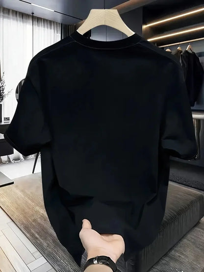 Rahat Bisiklet Yaka Tişört, Yaratıcı Karikatür Baskı - Yumuşak Polyester, Her Mevsim Giyilebilir- Beyaz