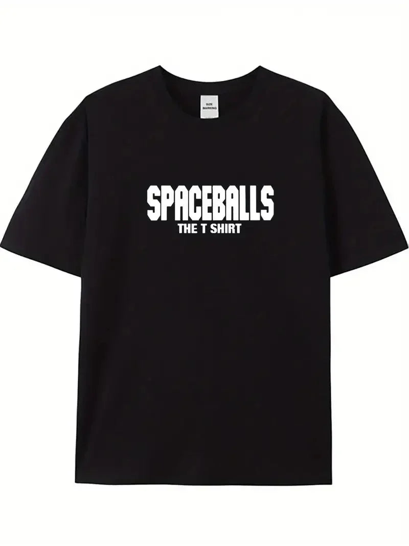 20/1 Penye Compack SPACEBALLS Erkek Baskılı Oversize Bisiklet Yaka Kısa Kol Yazlık T-shirt - Siyah
