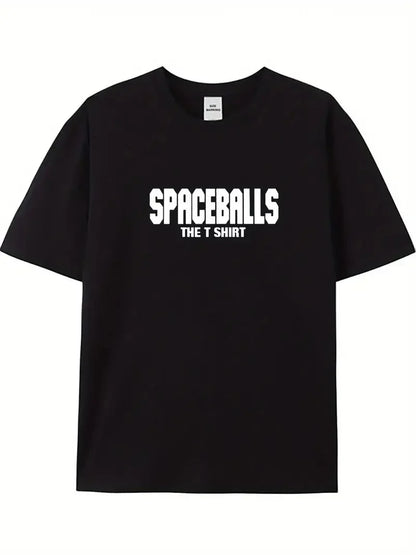 20/1 Penye Compack SPACEBALLS Erkek Baskılı Oversize Bisiklet Yaka Kısa Kol Yazlık T-shirt - Siyah