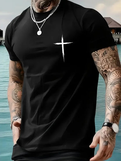 20/1 Penye Compack Baskılı Oversize Bisiklet Yaka Kısa Kol T-shirt - Siyah