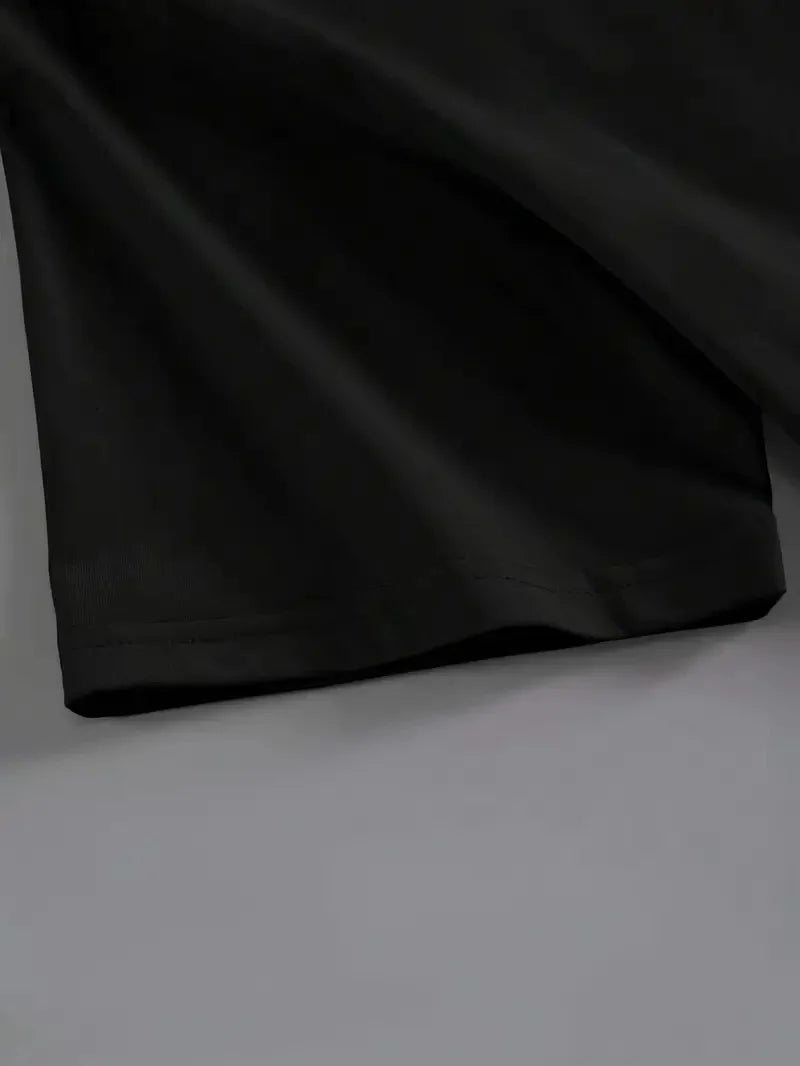 20/1 Penye Compack Baskılı Oversize Kahve Desenli Kadın Kısa Kol Yazlık T-shirt - Siyah