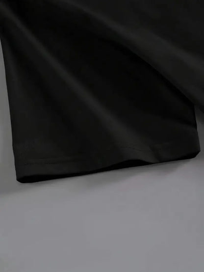 20/1 Penye Compack Baskılı Oversize Kahve Desenli Kadın Kısa Kol Yazlık T-shirt - Siyah