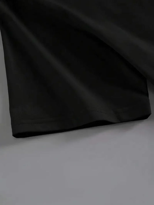 20/1 Penye Compack Baskılı Oversize Kahve Desenli Kadın Kısa Kol Yazlık T-shirt - Siyah