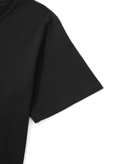 20/1 Penye Compack Palmiye Baskılı Oversize Bisiklet Yaka Kısa Kol T-shirt - Siyah