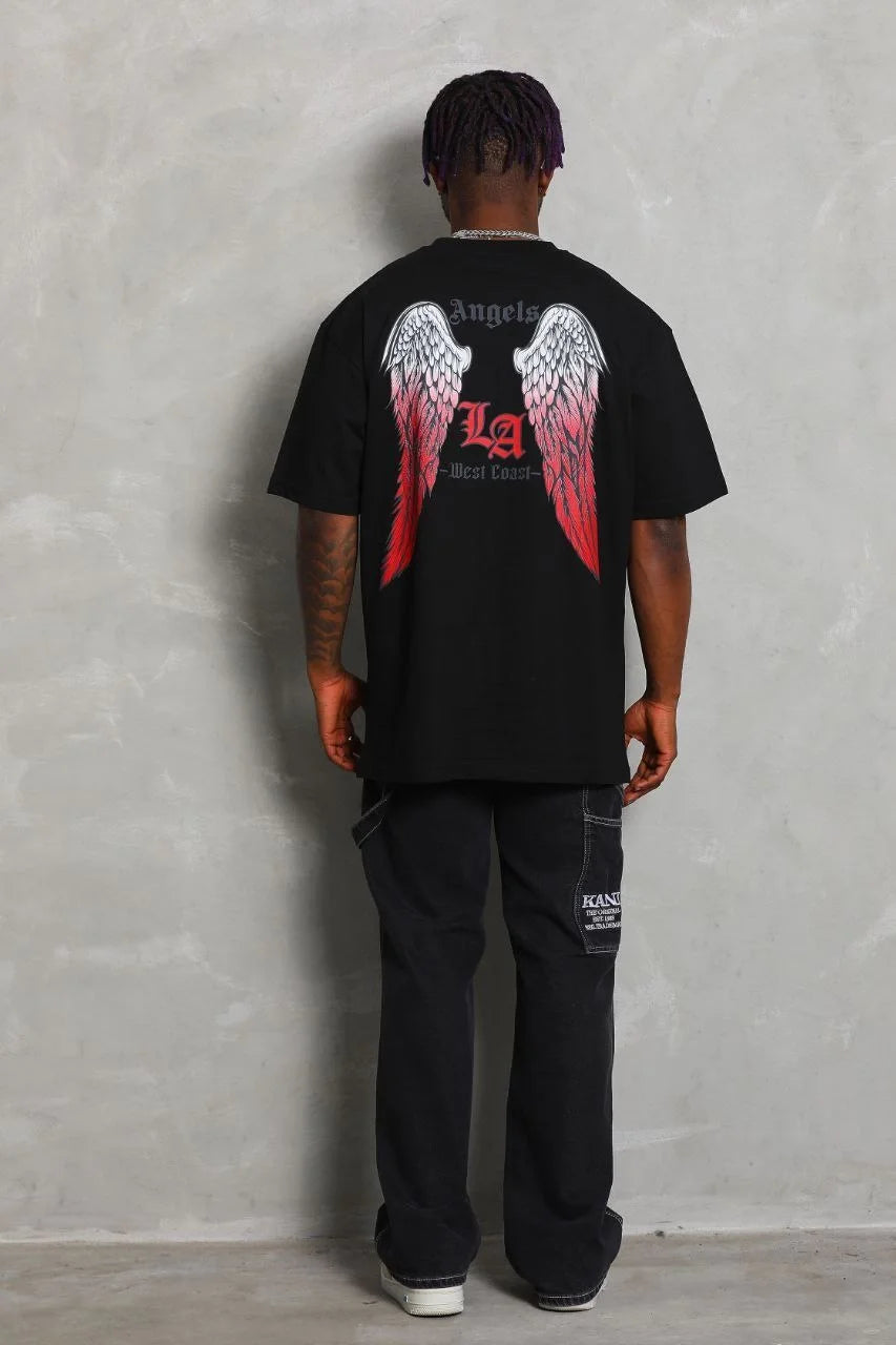 Unisex Oversize Baskılı Bisiklet Yaka T-Shirt - Beyaz