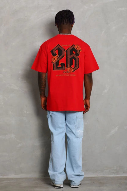 Unisex Oversize Baskılı Bisiklet Yaka T-Shirt - Siyah