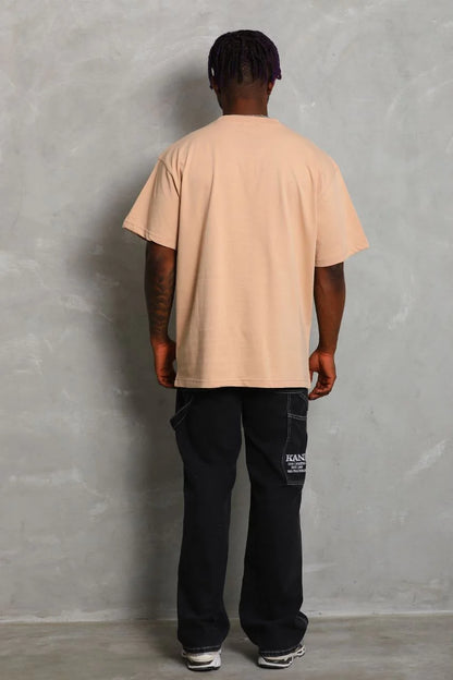 Unisex Oversize Düz Bisiklet Yaka T-Shirt - Beyaz