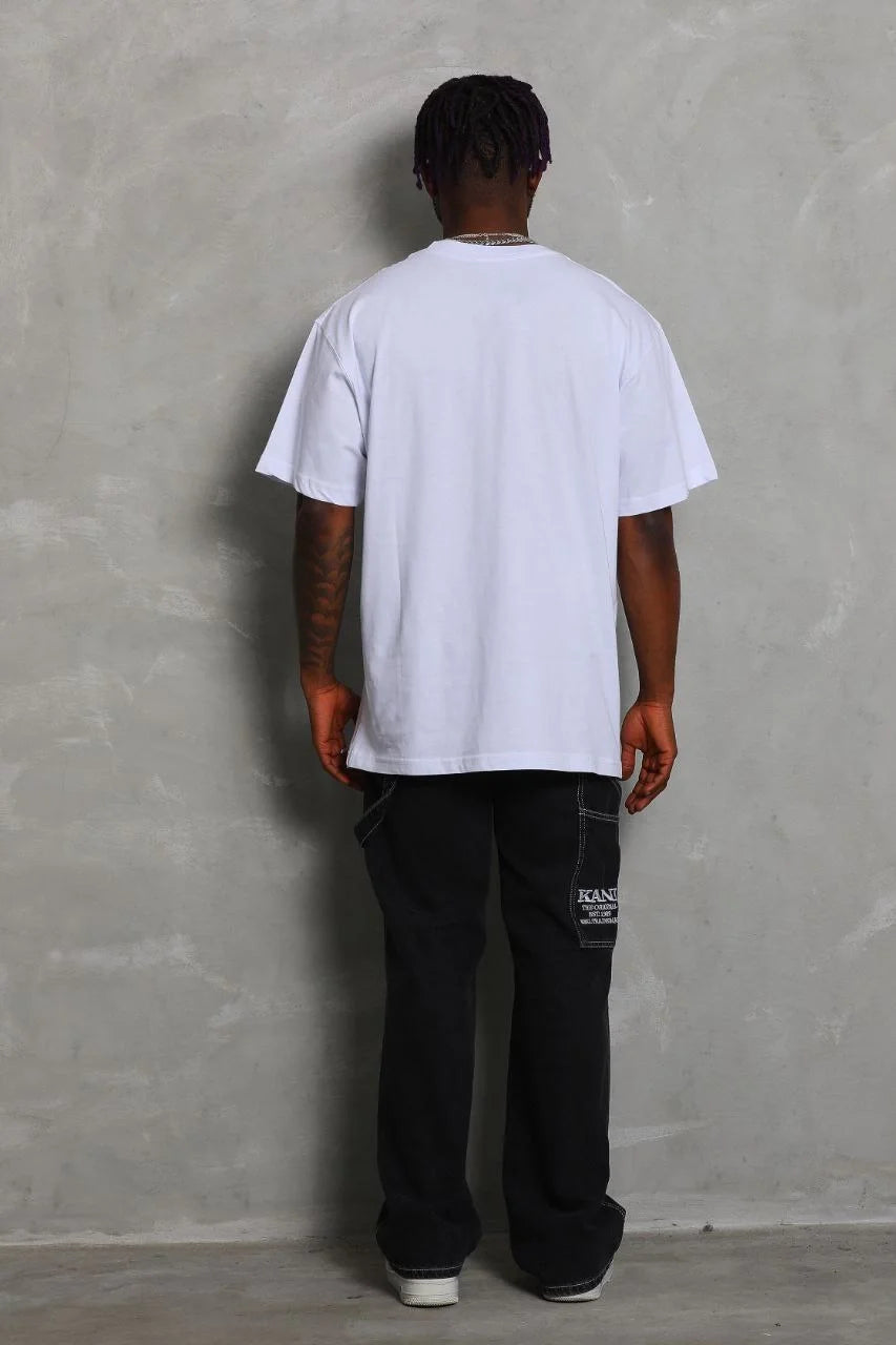 Unisex Oversize Düz Bisiklet Yaka T-Shirt - Beyaz