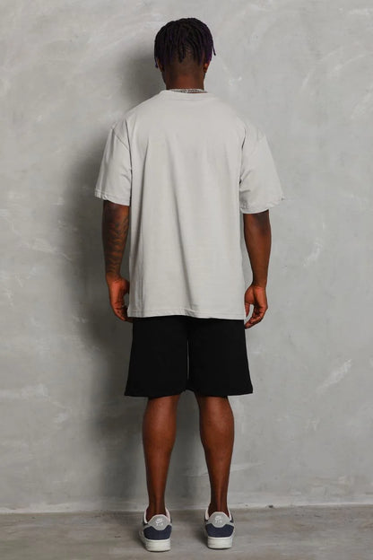 Unisex Oversize Düz Bisiklet Yaka T-Shirt - Beyaz