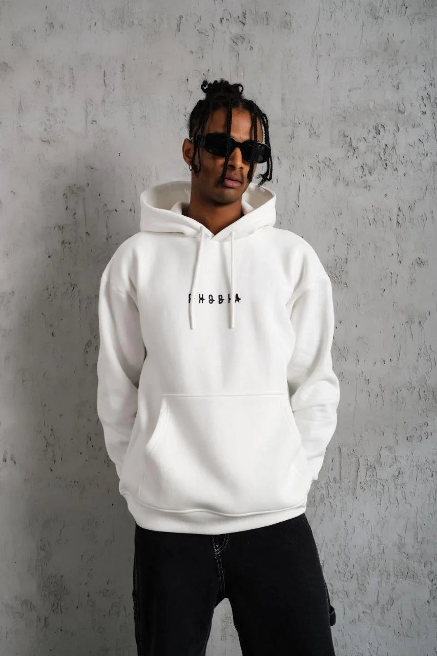 Erkek Astronot Baskılı Kapüşonlu Sweat - Siyah