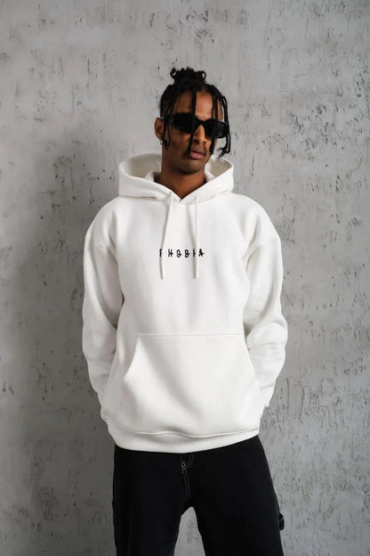 Erkek Astronot Baskılı Kapüşonlu Sweat - Siyah