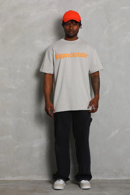 Unisex Oversize Baskılı Bisiklet Yaka T-Shirt - Beyaz