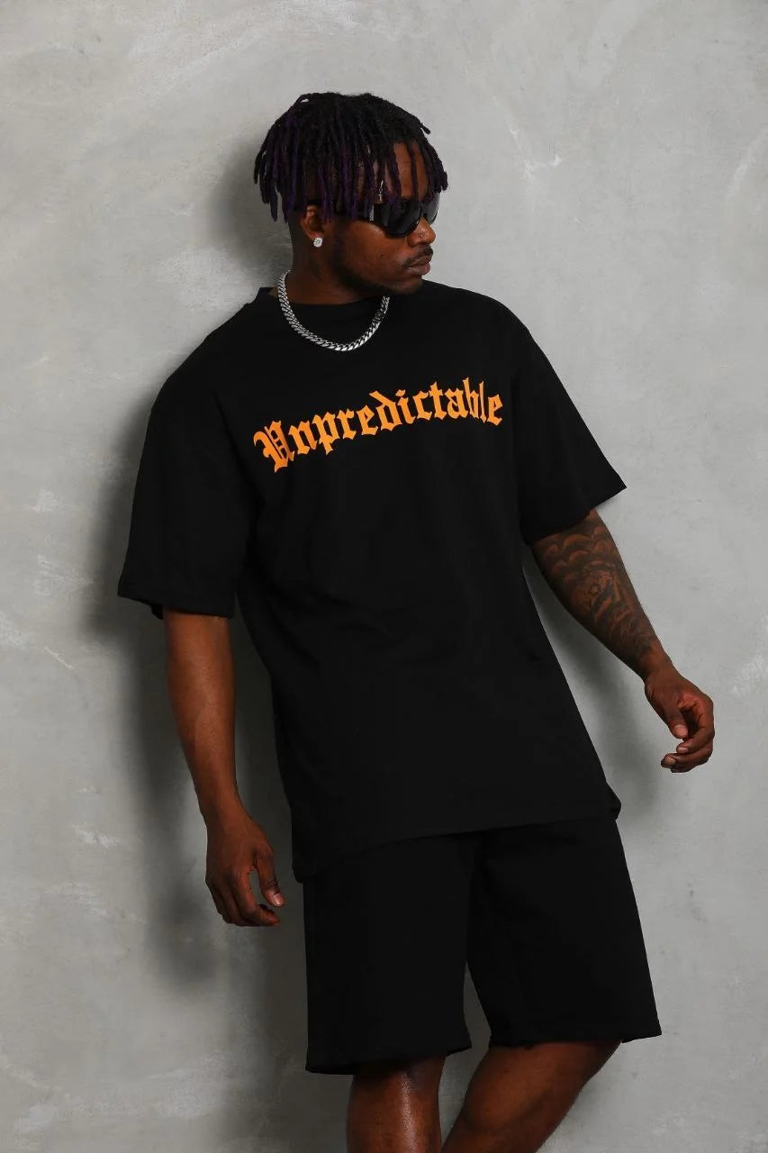 Unisex Oversize Baskılı Bisiklet Yaka T-Shirt - Beyaz