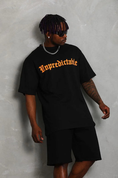 Unisex Oversize Baskılı Bisiklet Yaka T-Shirt - Beyaz