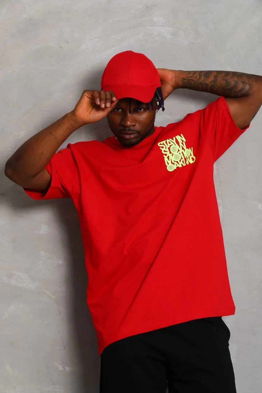 Unisex Oversize Baskılı Bisiklet Yaka T-Shirt - Siyah