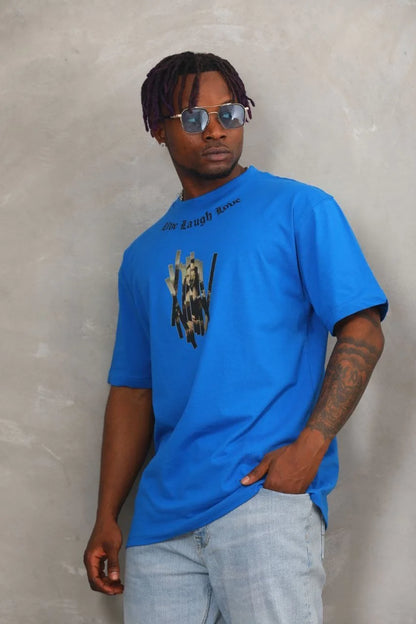 Unisex Oversize Baskılı Bisiklet Yaka T-Shirt - Beyaz