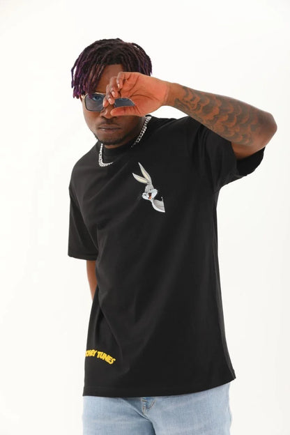 Unisex Oversize Baskılı Bisiklet Yaka T-Shirt - Kırmızı