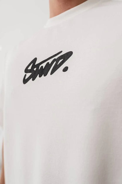 Erkek Baskılı Oversize T-shirt - Siyah