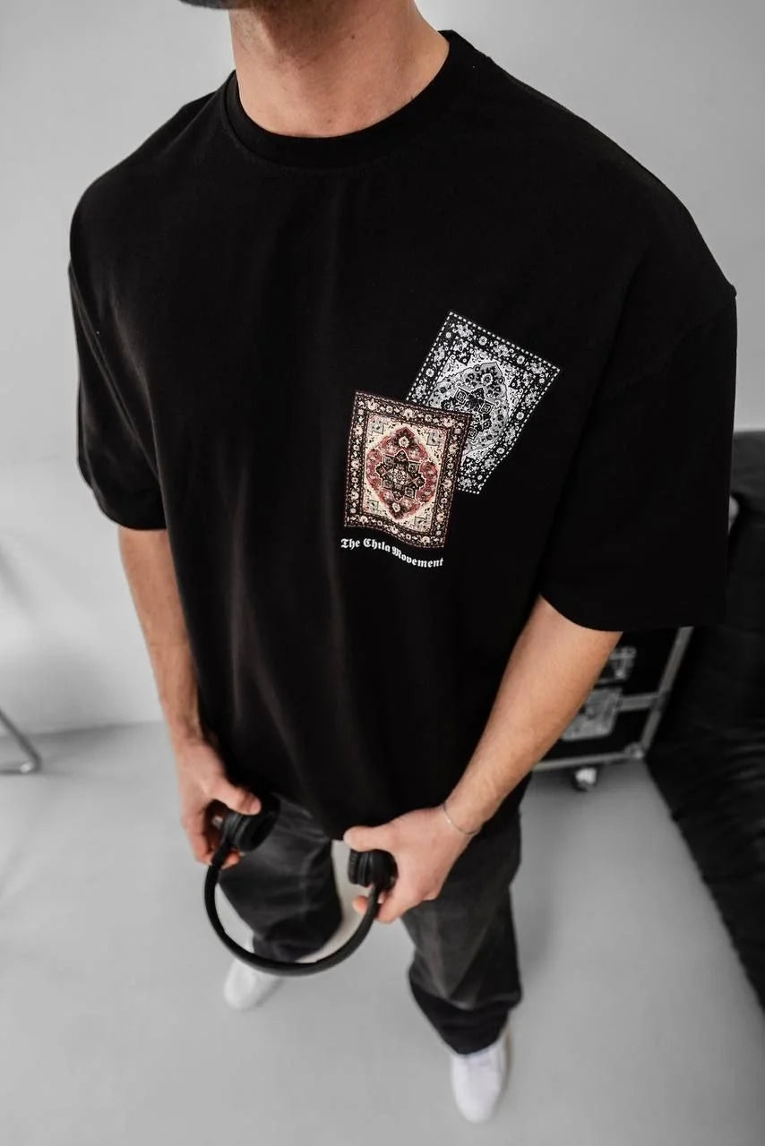 Erkek Baskılı Oversize T-shirt - Beyaz