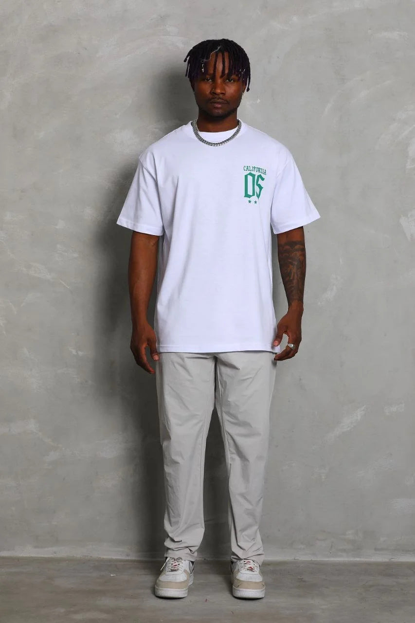 Unisex Oversize Baskılı Bisiklet Yaka T-Shirt - Siyah