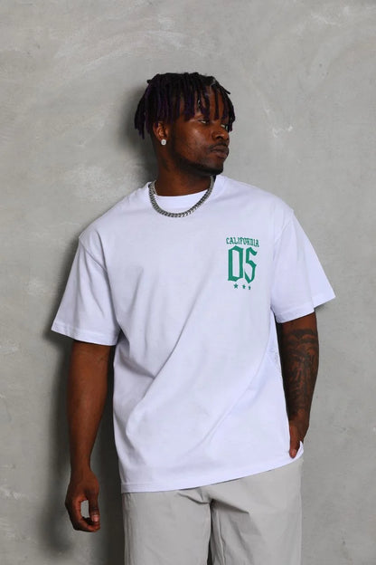 Unisex Oversize Baskılı Bisiklet Yaka T-Shirt - Siyah